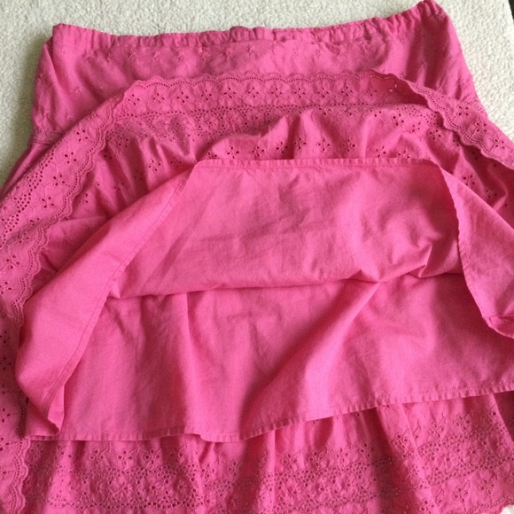 GAP Y2K Tiered Eyelet Embroidered Peasant Skirt Pink - Sz Medium - Picture 7 of 13